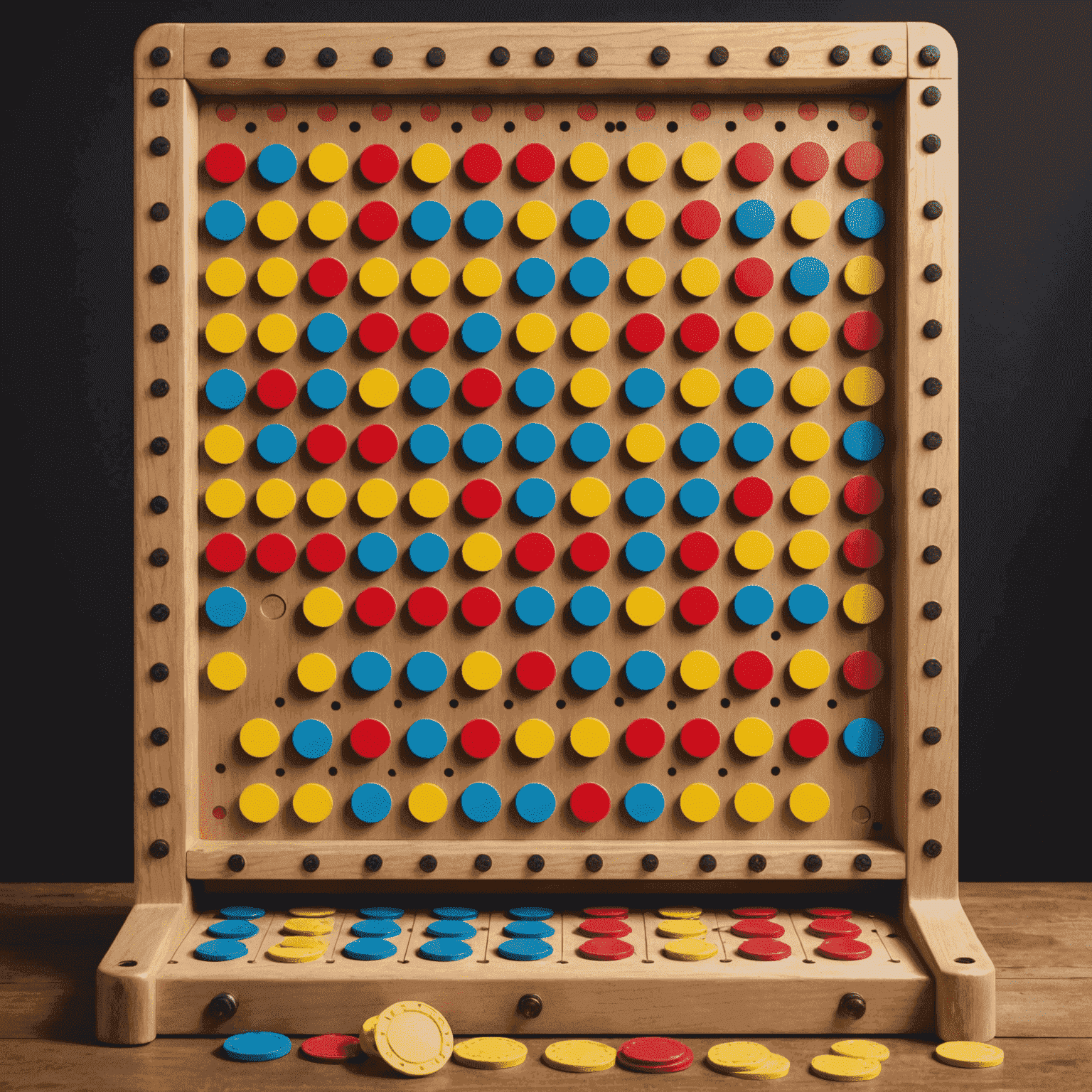 Immagine del tavolo da gioco Plinko con fiche che rimbalzano tra i pioli