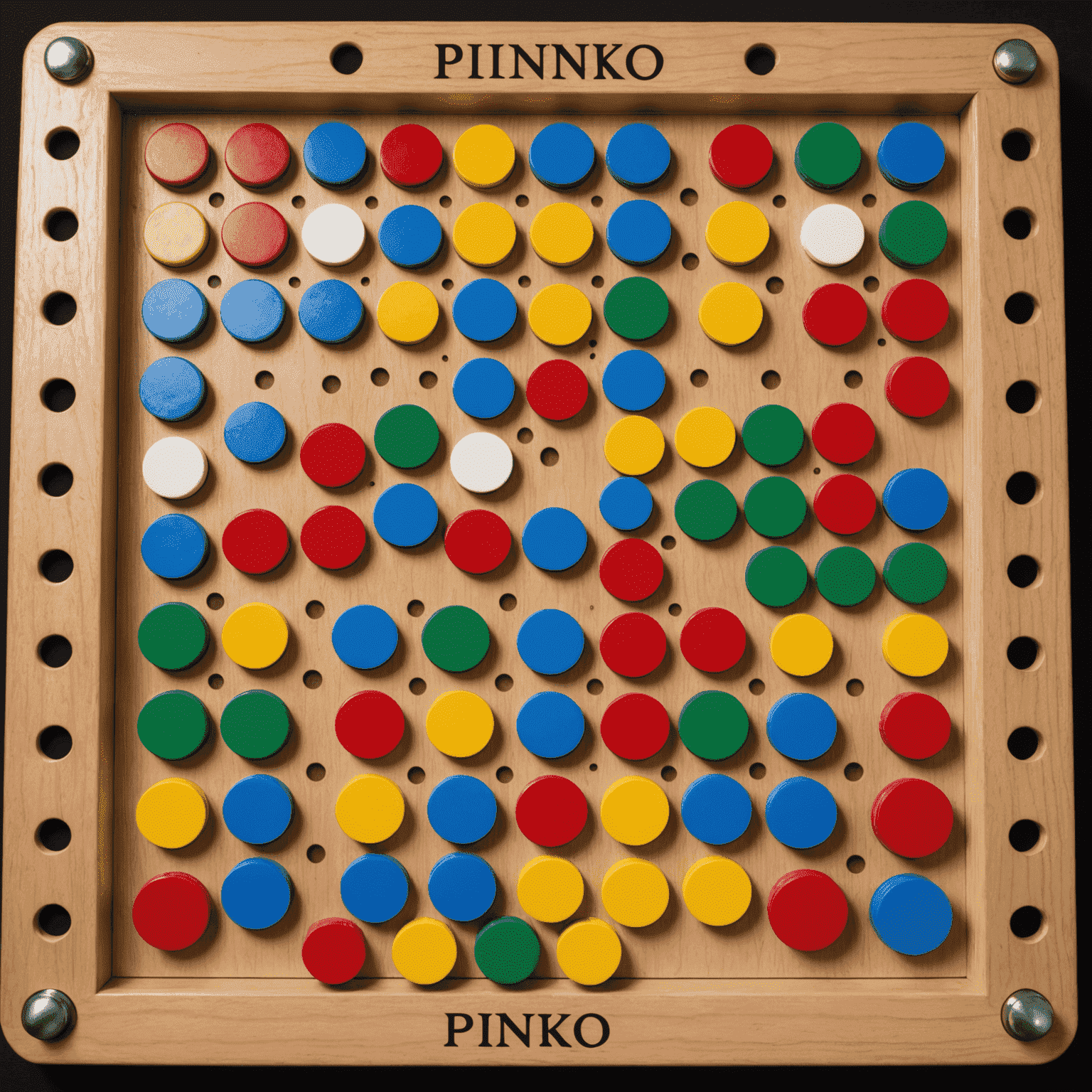 Immagine rappresentativa del gioco da tavolo Plinko, mostrando il tabellone con i pioli e le fiche colorate
