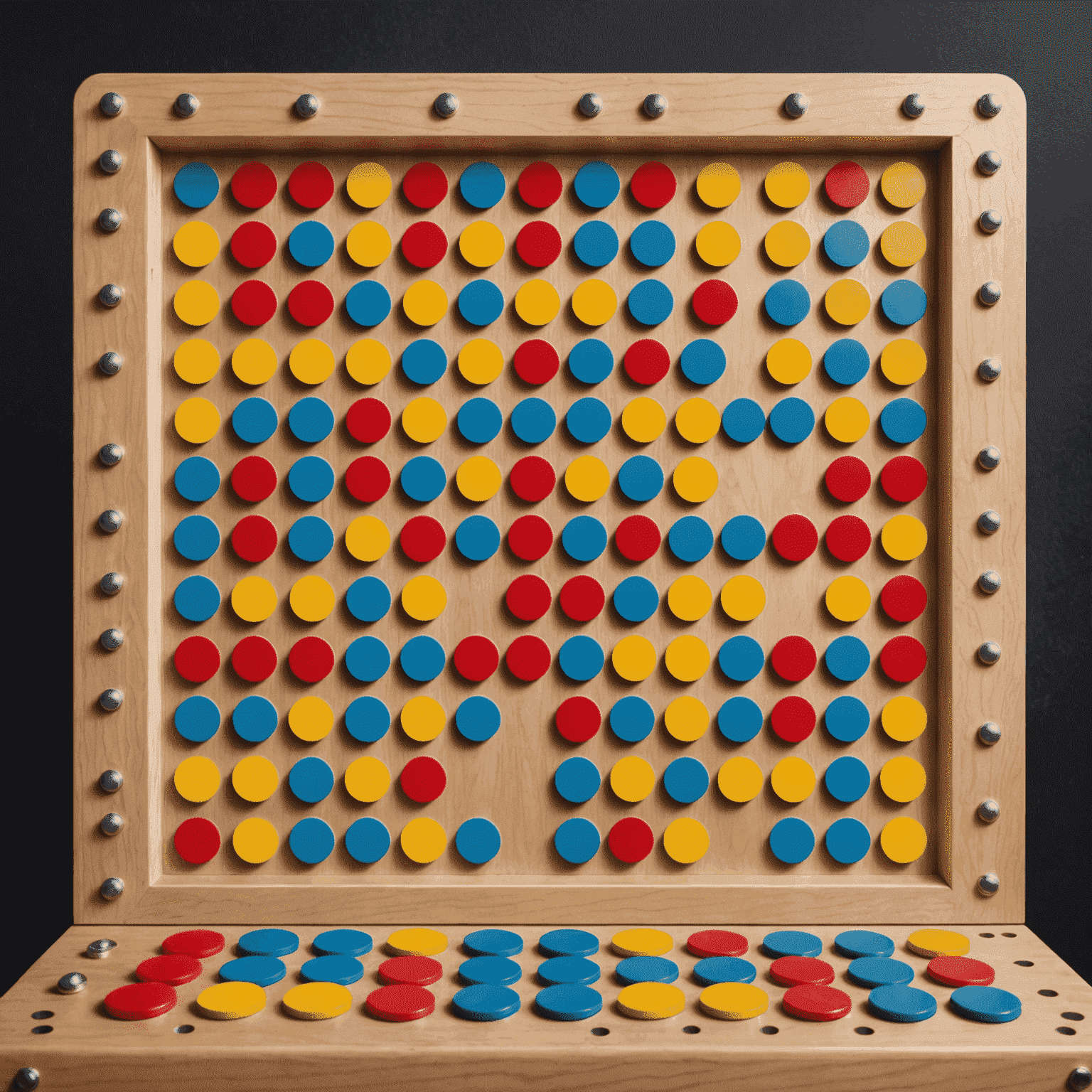 Immagine del campo da gioco Plinko con fiches colorate che cadono tra i pioli