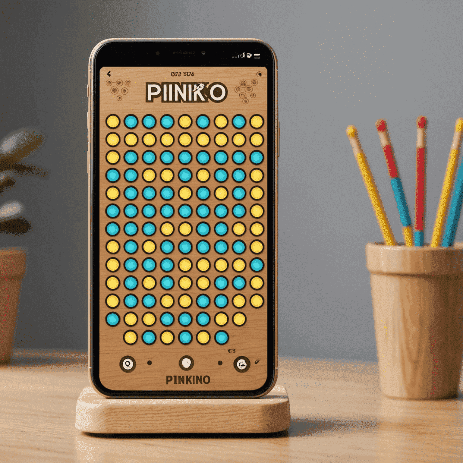 Schermata di un'app mobile che mostra una versione digitale di Plinko