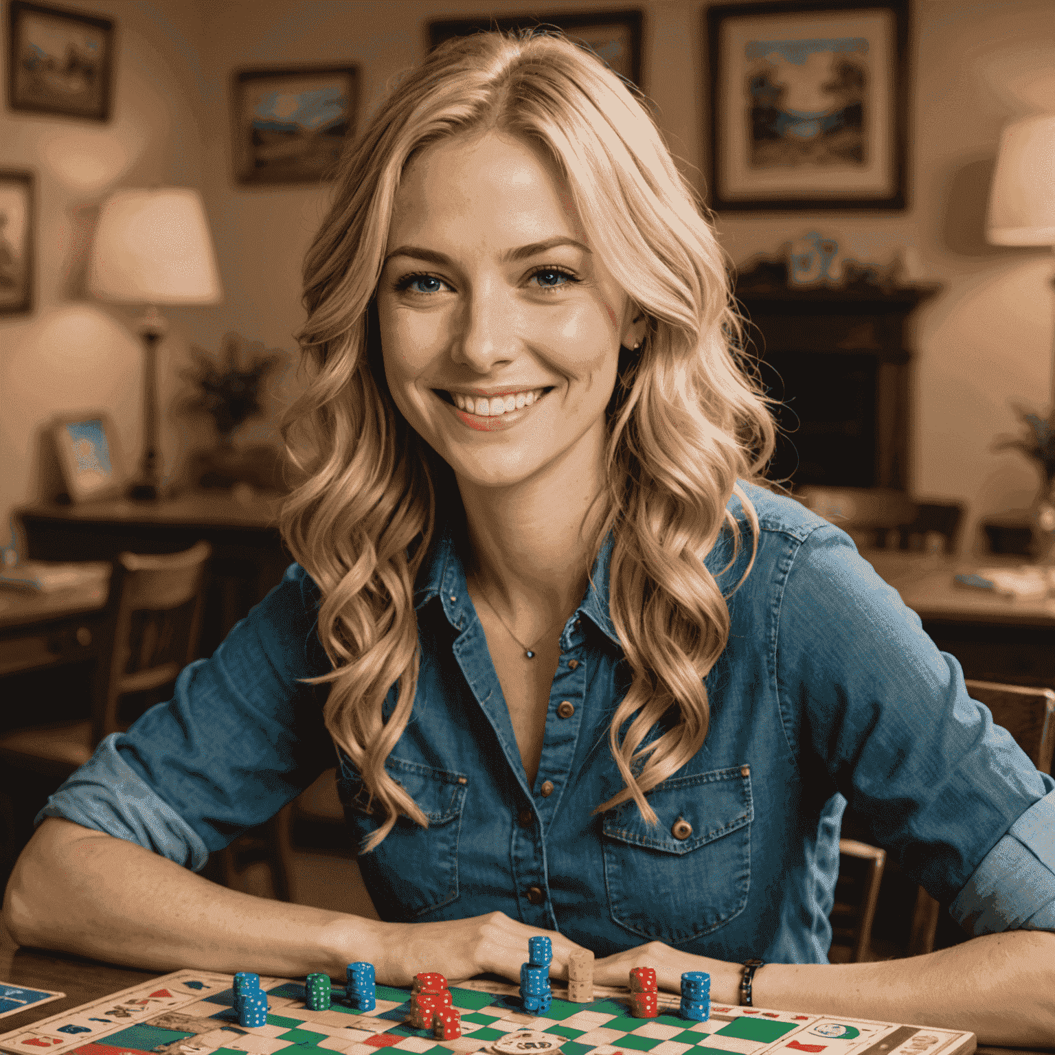 Foto di Laura, una recensore di giochi da tavolo con capelli biondi e un sorriso accogliente